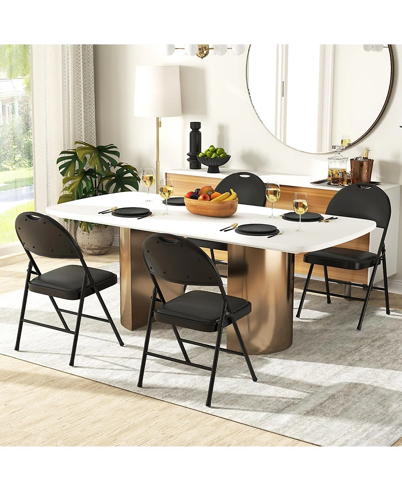 Gouun 2-Pack Padded Folding Chairs with Metal Frame and Carry Handle