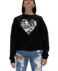La Pop Art Women's Musical Instrument Heart Word Crewneck Sweatshirt