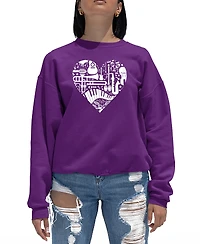 La Pop Art Women's Musical Instrument Heart Word Crewneck Sweatshirt