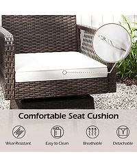 Gouun 360-Degree Swivel Pe Rattan Bar Stool with Cross-Woven Armrests and Removable Seat Cushion