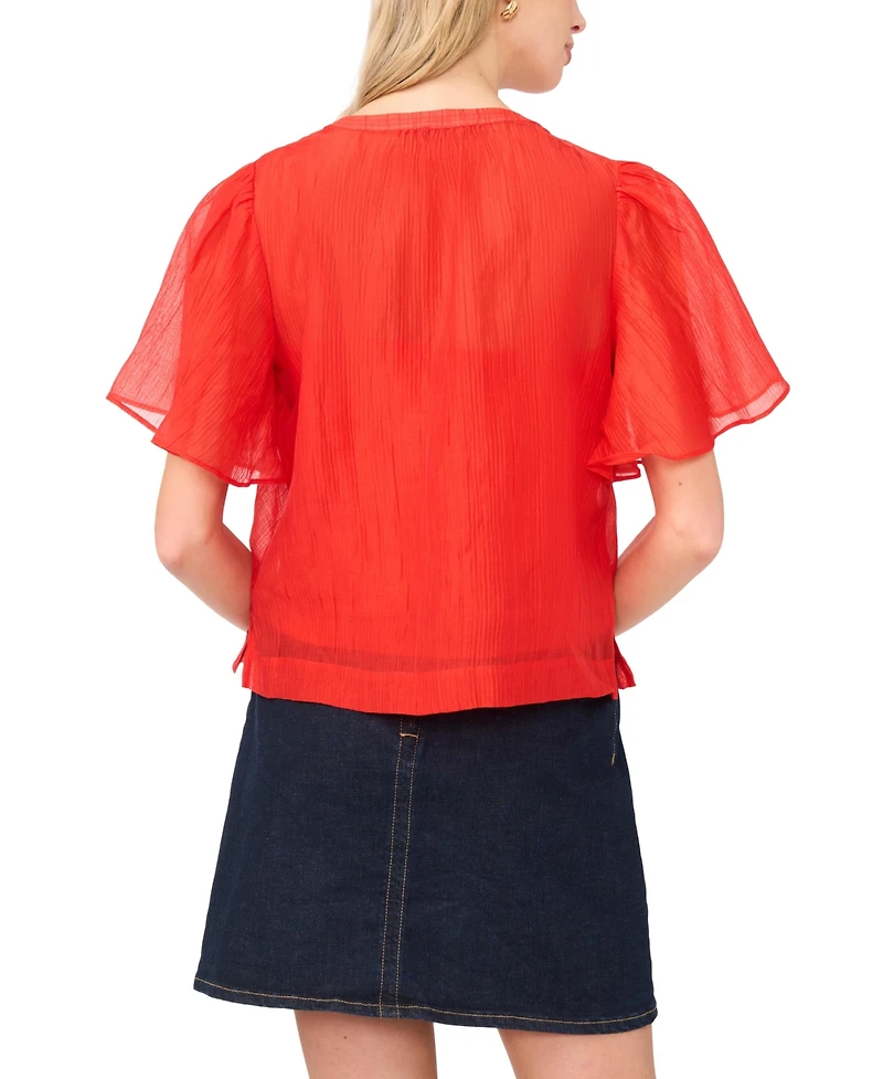 Vince Camuto Women's Front Cutout Flutter-Sleeve Blouse