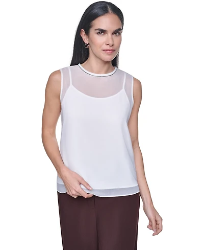Calvin Klein Women's Crewneck Sleeveless Blouse With Slip