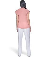 Calvin Klein Women's Collared Ruffle Front Blouse