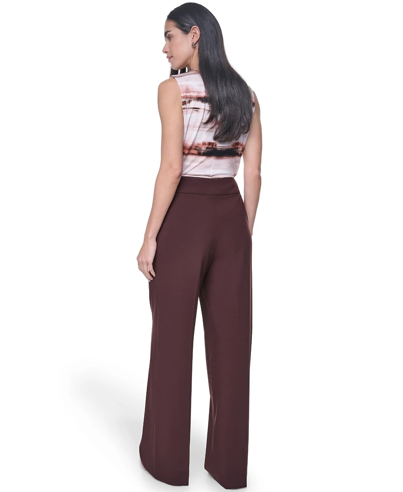 Calvin Klein Women's Mid Rise Wide Leg Pants