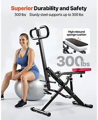 Mecale Deep Squat Rowing Machine, Foldable Glute Trainer with 12-Gear Adjustable Resistance, Home Squat Machine for Glutes & Legs