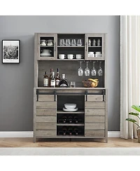 gaomon Tall Farmhouse Coffee Bar Cabinet, Kitchen Hutch Storage with Sliding Barn Door