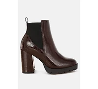 Womens foxy faux leather croc chelsea boots