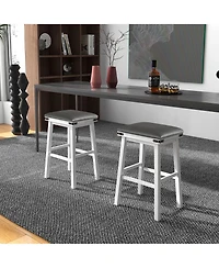 Gymax Pu Leather Bar Stools Set of 4 30'' Counter Height Dining Stools w/ Upholstered Seat