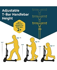 Lifemaster 3-Wheel Kids Scooter with Foldable Seat, Adjustable Handlebar, Lean-to-Steer Design, Led Light-Up Wheels, Wide Anti-Slip Deck
