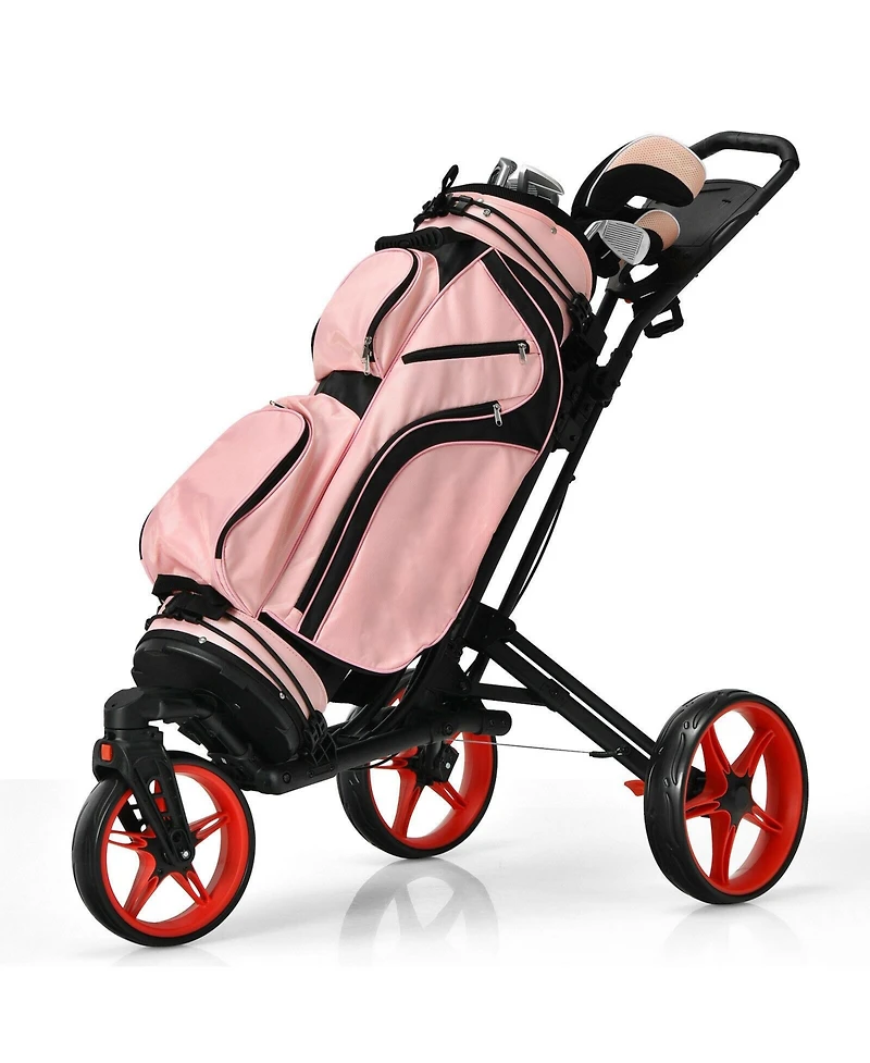 Mecale Folding Golf Push Cart with Swivel Wheel, Scoreboard, Adjustable Handle
