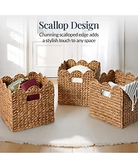 Best Choice Products Scalloped 13 x 13inch Hyacinth Storage Basket Set of 5