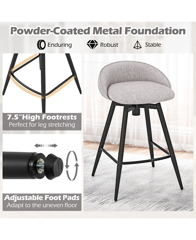 Sugift Set of 2 Upholstered Bar Stools with Footrest and Backrest