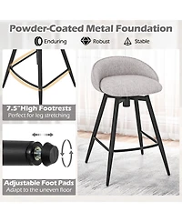 Sugift Set of 2 Upholstered Bar Stools with Footrest and Backrest