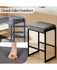 Sugift 26 inch Bar Stools Set of 2 Counter Height Barstools with Faux Leather Upholstered Seat