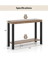 Sugift Two Tier Home Bar Table with Open Shelves and Storage