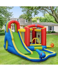 Gymax Inflatable Bounce House Slide Splash Pool Climbing Wall Park w/ Blower