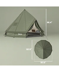 Outsunny Teepee Tent Waterproof for 4-6 People , Army