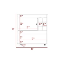 Flynama Light Oak/White Bar Cart with 6 Bottle Cubbies, 1 Cabinet and 4 Casters