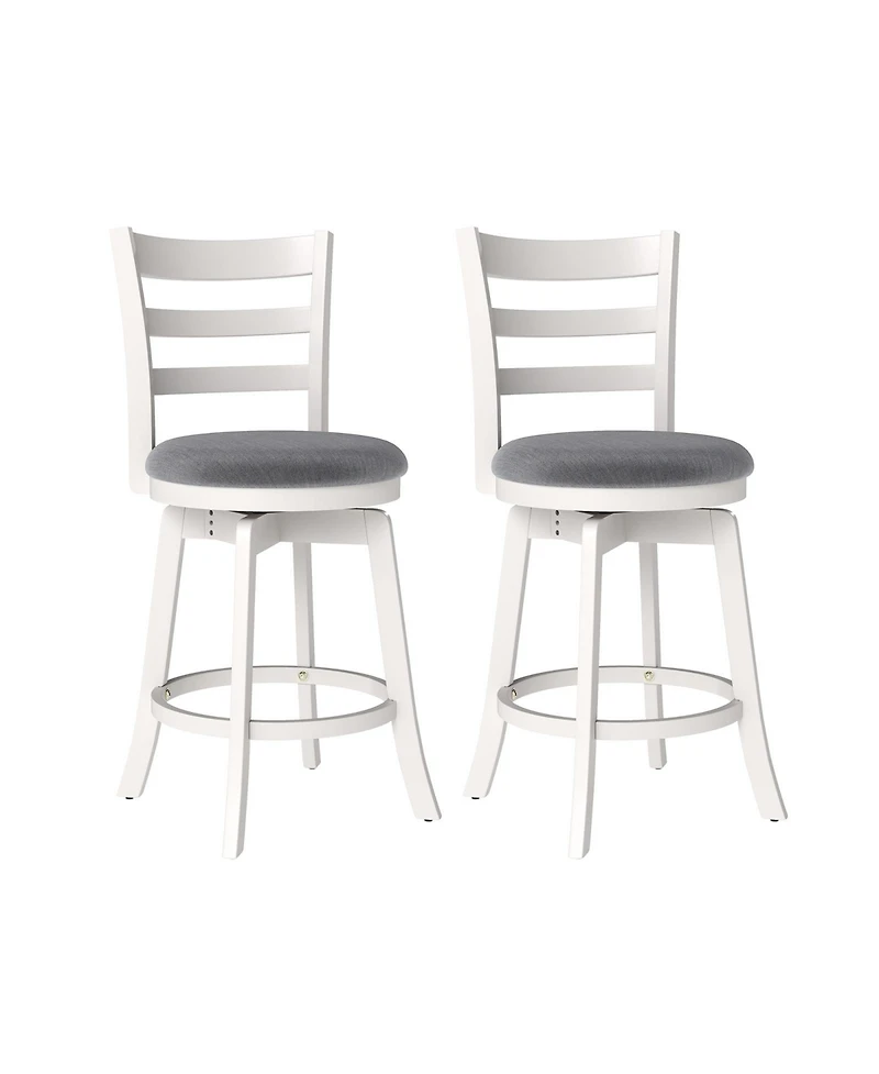 Sugift 25" Swivel Barstools Set of 2, 360degree(s) Rotating Bar/Counter Height Chairs with Upholstered Seat