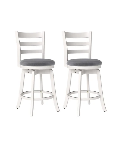 Sugift 25" Swivel Barstools Set of 2, 360degree(s) Rotating Bar/Counter Height Chairs with Upholstered Seat