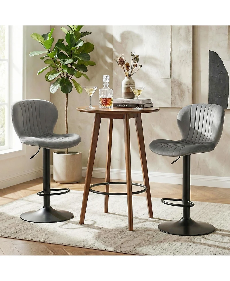 Sugift Adjustable Counter Height Chairs Set of 2 with Velvet Upholstered Backrests