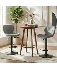 Sugift Adjustable Counter Height Chairs Set of 2 with Velvet Upholstered Backrests