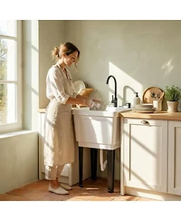 Outsunny Utility Sink Laundry Tub, Freesding Laundry Sink,