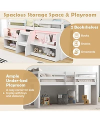 Gouun Loft Bed with Led Lights and Staircase