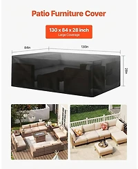 Gouun 420D Heavy Duty Waterproof Rectangular Patio Furniture Cover, 130 x 84 x 28