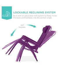 Best Choice Products Folding Zero Gravity Recliner Patio Lounge Chair w/ Canopy Shade, Headrest, Tray