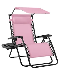 Best Choice Products Folding Zero Gravity Recliner Patio Lounge Chair w/ Canopy Shade, Headrest, Tray