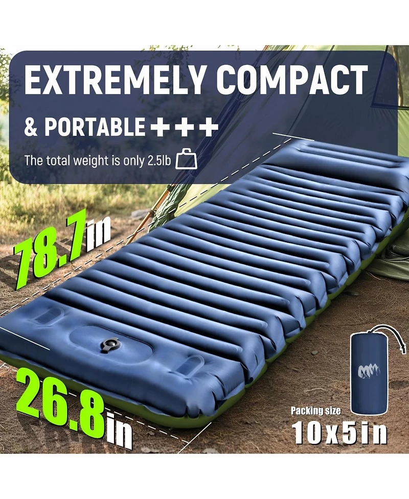 Gnuadz Camping Sleeping Pad Inflatable Mat Built-in Foot Pump Camping Outdoor Recreation Gear