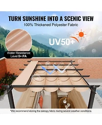 Mecale 10 x 10 Ft Outdoor Retractable Aluminum Pergola with Canopy