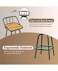 Sugift 360degree(s) Swivel Bar Stool Set of 2 with Footrest and Backrest