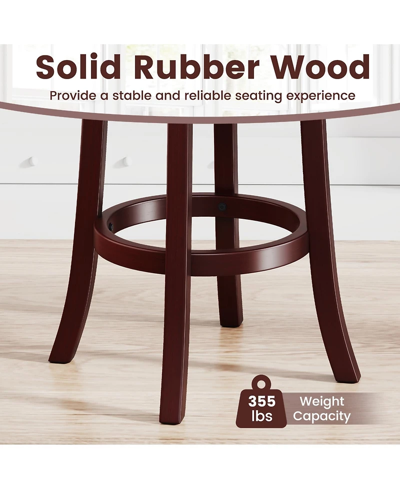 Sugift Set of 2 Counter Height Swivel Barstools with High Backs and Footrests-30 inches