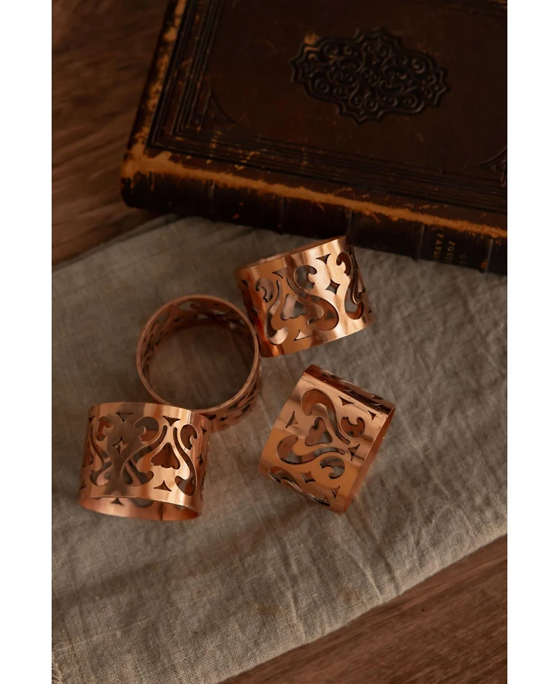 Coppermill Kitchen, Cmk Vintage Inspired Copper Napkin Rings - Set of 4