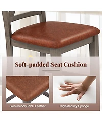 Sugift Bar Stools Set of 2 with Cross Back and Faux Leather Upholstered Seat