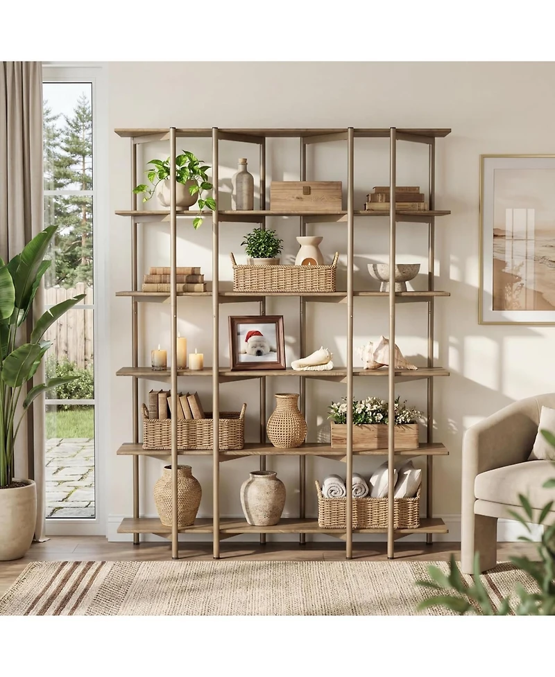 Tribesigns 70.87" Tall Open Bookshelf, 6-Tier Display Rack with Metal Frame and Wooden Shelves, Modern Bookshelf