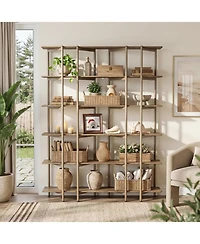 Tribesigns 70.87" Tall Open Bookshelf, 6-Tier Display Rack with Metal Frame and Wooden Shelves, Modern Bookshelf
