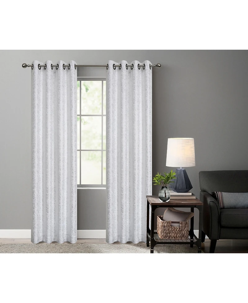 Kate Aurora 2 Piece Sadie Metallic Sparkle Grommet Top Room Darkening Curtain Panels