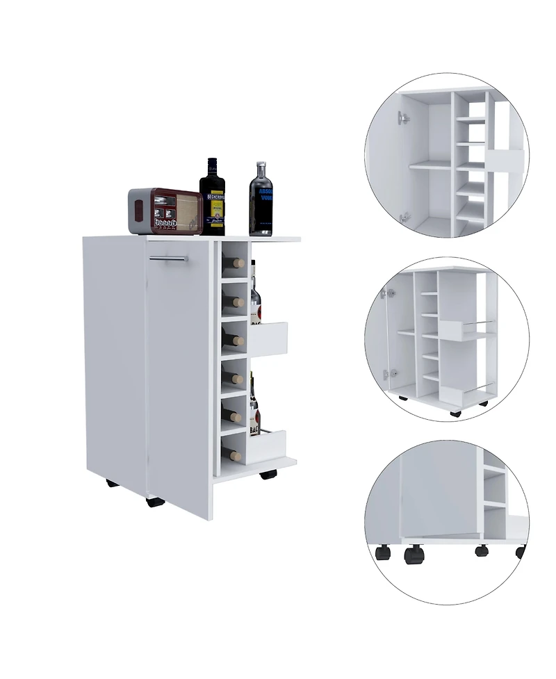 flynama Bar Cart with 2 External Shelves