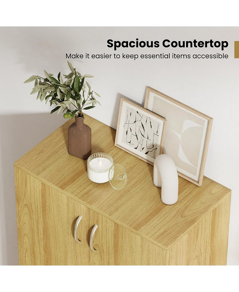 Sugift 6-Tier Modern Freestanding Wooden Shoe Cabinet with Doors and Removable Shelves