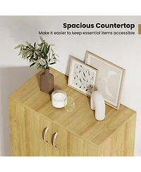 Sugift 6-Tier Modern Freestanding Wooden Shoe Cabinet with Doors and Removable Shelves