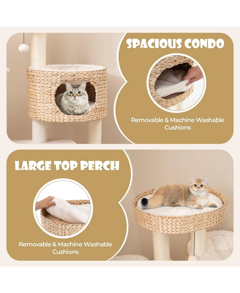 Cozito Cat Tree Solid Wood Modern Tower with Condo Perch