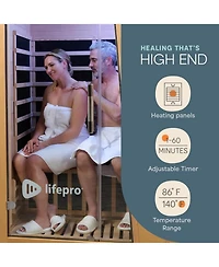 Lifepro Infrared Sauna for Home - 2 Person Indoor Low Emf Full Spectrum Sauna with Red Light Therapy, Hemlock Wood, Bluetooth & Chromotherapy