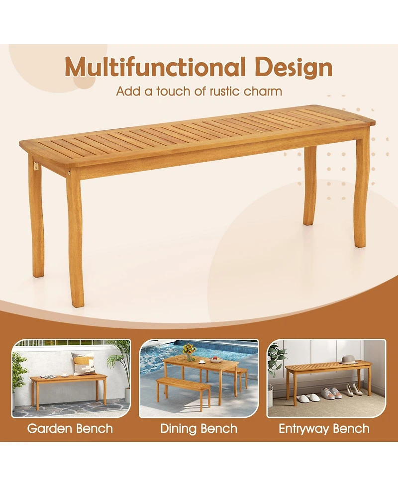 Sugift Acacia Wood Outdoor 48" Long Patio Dining Bench-2 Pieces