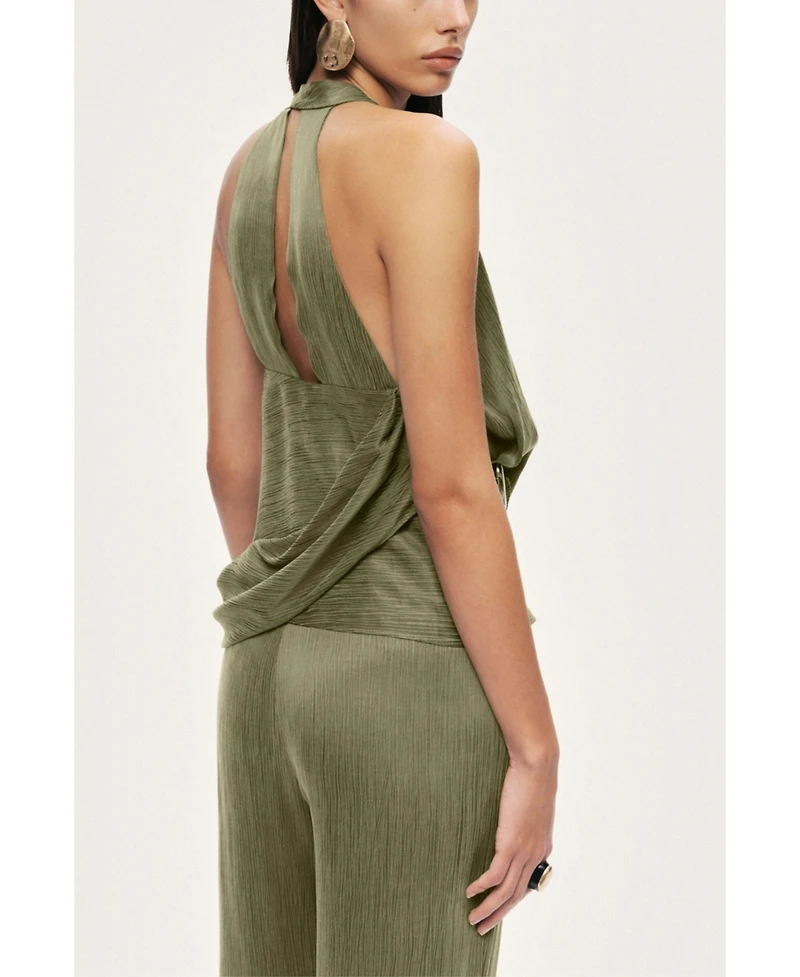 Nocturne Women's Asymmetric Halter Wrap Top