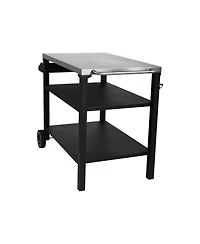 flynama 3-Tier Outdoor Grill Cart with Stainless Steel Top and Side Shelf