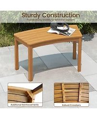 Sugift Outdoor Curved Acacia Wood Bench Set of 2 for Front Porch