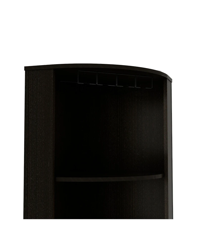 flynama Corner Bar Cabinet with 8 Bottle Cubbies, 2 Doors and 12 Wine Glass Rack